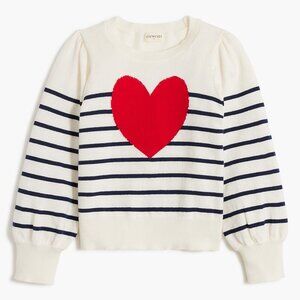 Like NEW J.Crew Girls Striped Heart Sweater XL